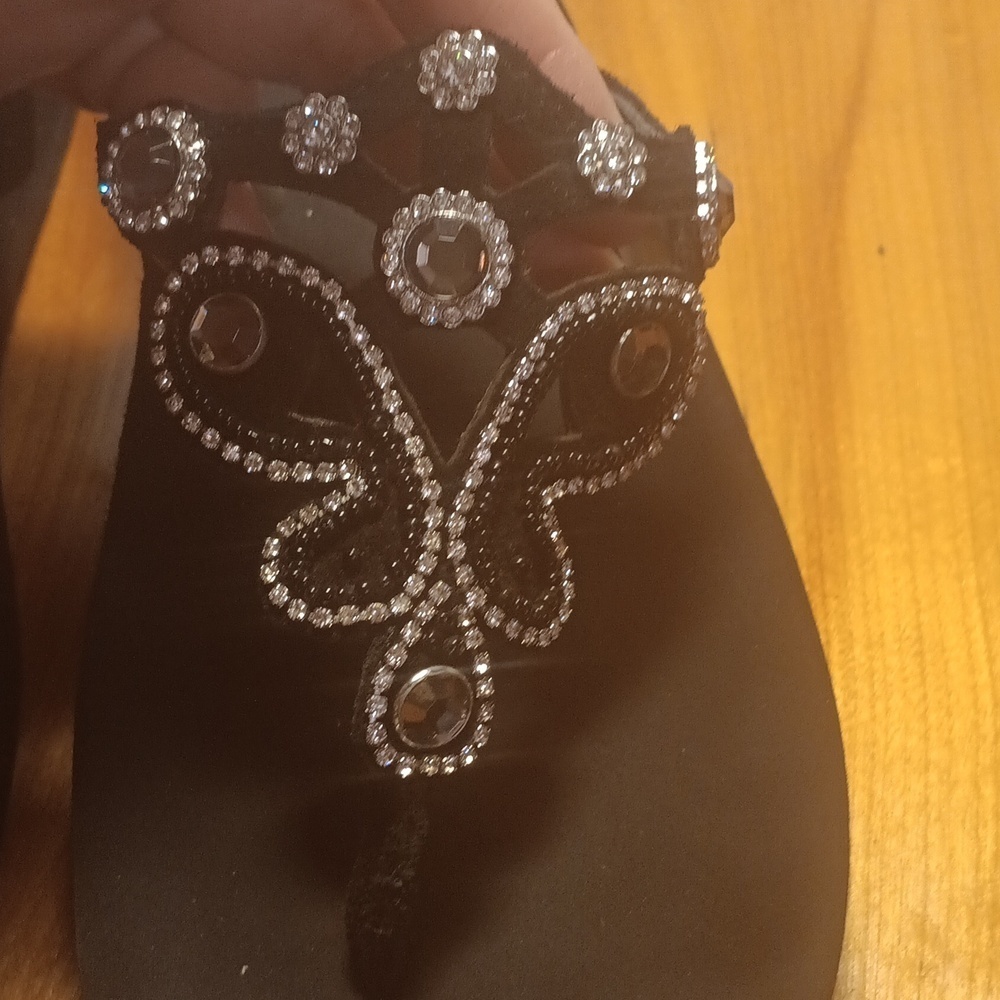 Yellow box Rhinestone Sandals Size 9 - Picture 3 of 10